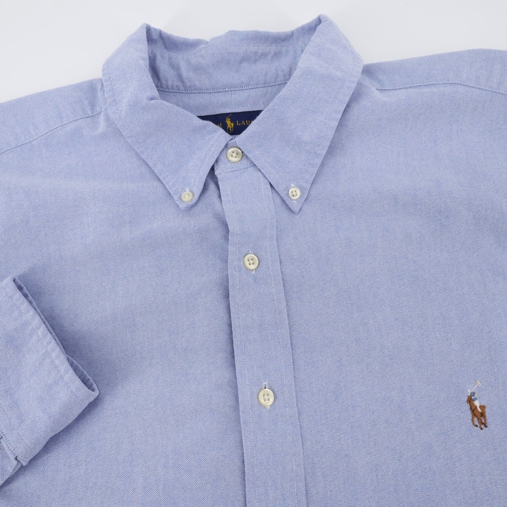 Polo Ralph Lauren Oxford Button Down Blue Long Sleeve Mens 2XB Shirt Minor Flaw